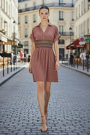 Multi-Color Waist Embo Dress