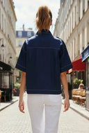 Oversized Half Sleeve Stitch Jacket