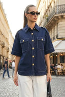 Oversized Half Sleeve Stitch Jacket