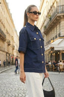 Oversized Half Sleeve Stitch Jacket