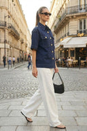 Oversized Half Sleeve Stitch Jacket