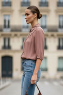 Cut Out Yoke Detail Blouse