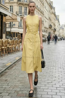 Stitch Detail Midi Dress w/Belt