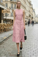 Stitch Detail Midi Dress w/Belt