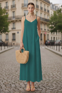 POM-POM MAXI SLEEVELESS DRESS