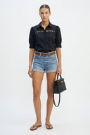 Button Detail Yoke Blouse