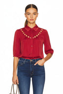 Cut Out Yoke Detail Blouse