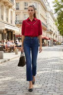 Cut Out Yoke Detail Blouse