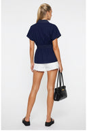 WAIST STITCH DETAIL ELASTIC BACK BLOUSE