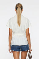 WAIST STITCH DETAIL ELASTIC BACK BLOUSE