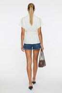 WAIST STITCH DETAIL ELASTIC BACK BLOUSE