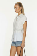 WAIST STITCH DETAIL ELASTIC BACK BLOUSE