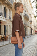 WHIPSTITCH COLLAR LINEN BLOUSE