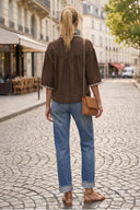 WHIPSTITCH COLLAR LINEN BLOUSE