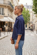 WHIPSTITCH COLLAR LINEN BLOUSE
