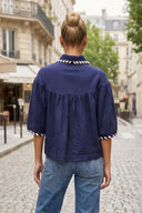 WHIPSTITCH COLLAR LINEN BLOUSE