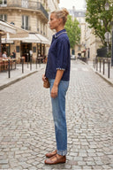 WHIPSTITCH COLLAR LINEN BLOUSE