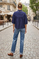 WHIPSTITCH COLLAR LINEN BLOUSE