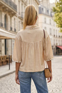 WHIPSTITCH COLLAR LINEN BLOUSE