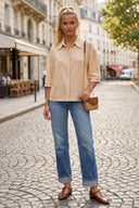 WHIPSTITCH COLLAR LINEN BLOUSE