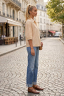 WHIPSTITCH COLLAR LINEN BLOUSE