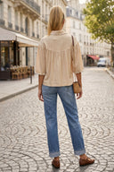 WHIPSTITCH COLLAR LINEN BLOUSE