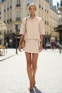 WHIPSTITCH COLLAR LINEN BLOUSE