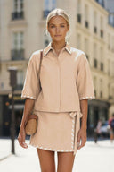 WHIPSTITCH COLLAR LINEN BLOUSE