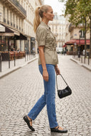 RUCHED FRONT  BUTTON UP BLOUSE