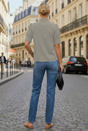 RUCHED FRONT  BUTTON UP BLOUSE
