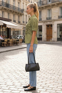 RUCHED FRONT  BUTTON UP BLOUSE