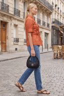 RUCHED FRONT  BUTTON UP BLOUSE