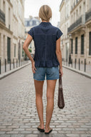 RUFFLE STITCH DETAIL BLOUSE