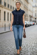 RUFFLE STITCH DETAIL BLOUSE