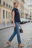 RUFFLE STITCH DETAIL BLOUSE