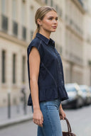 RUFFLE STITCH DETAIL BLOUSE