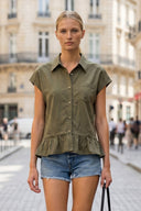 RUFFLE STITCH DETAIL BLOUSE