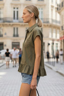 RUFFLE STITCH DETAIL BLOUSE