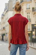RUFFLE STITCH DETAIL BLOUSE