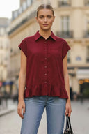 RUFFLE STITCH DETAIL BLOUSE