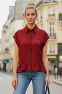 RUFFLE STITCH DETAIL BLOUSE