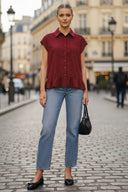 RUFFLE STITCH DETAIL BLOUSE