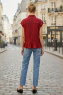 RUFFLE STITCH DETAIL BLOUSE