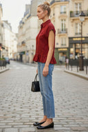RUFFLE STITCH DETAIL BLOUSE