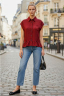 RUFFLE STITCH DETAIL BLOUSE