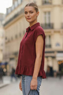 RUFFLE STITCH DETAIL BLOUSE