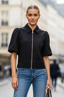 CHLOE BUBBLE SLEEVE ZIP JACKET