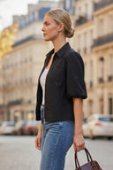 CHLOE BUBBLE SLEEVE ZIP JACKET