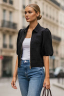 CHLOE BUBBLE SLEEVE ZIP JACKET