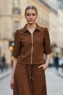 CHLOE BUBBLE SLEEVE ZIP JACKET
